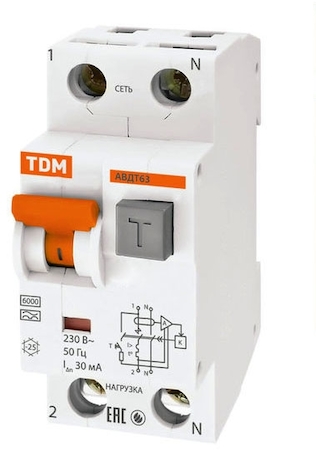 TDM ELECTRIC SQ0202-0008 АВДТ 63 C40 100мА - Автоматический Выключатель Дифференциального тока TDM